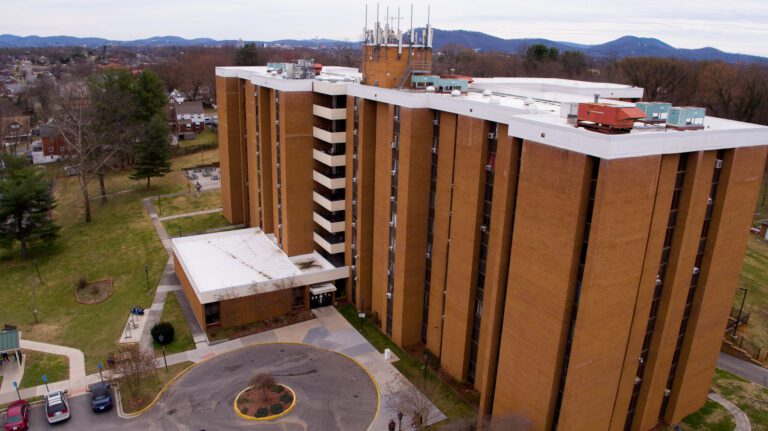 Aerial shot of Melrose Tower.